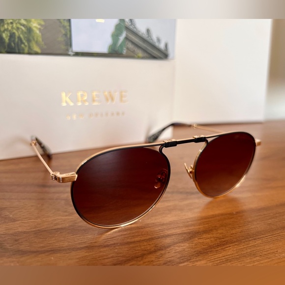 KREWE FOLDING Sunglasses - RAMPART FOLD - 18K + Matte Black Fade + Poppy Noir - Picture 4 of 15